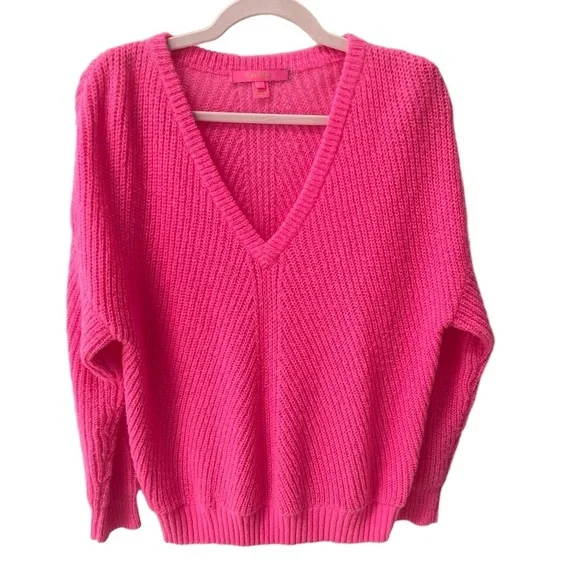 Lilly Pulitzer Kasmina Womens M Pink Isle V-Neck Knit Sweater Preppy Resort - Picture 5 of 6